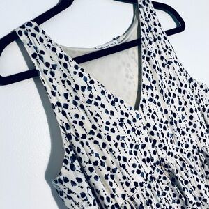 NWOT Sincerely Jules white with blue print swing dress